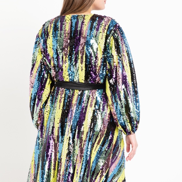 multicolor sequin wrap dress RAGA Charlize Rainbow Multicolor Sequin Blazer Wrap Mini Dress Small